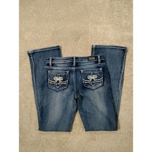 Earl Jean Size 5 Flare Boot Cut Womens Rhinestones Embellished Denim Blue Jean